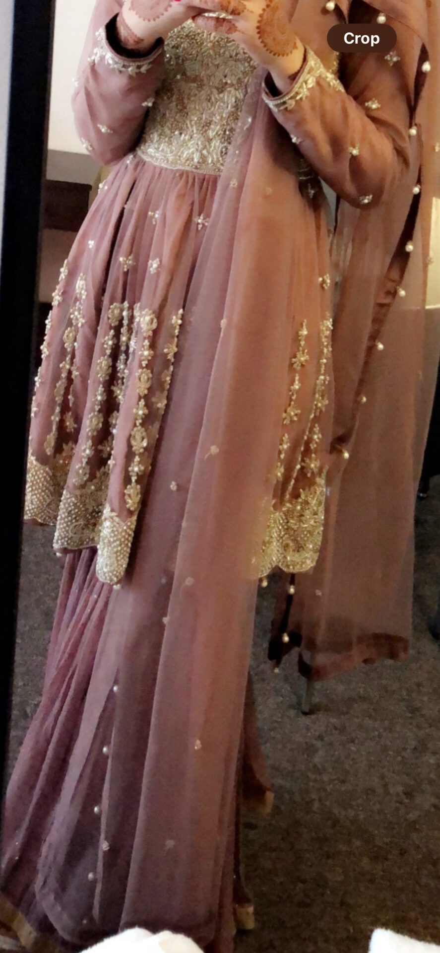 Blush pink peplum frock style with gharara