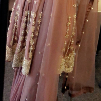 Blush pink peplum frock style with gharara