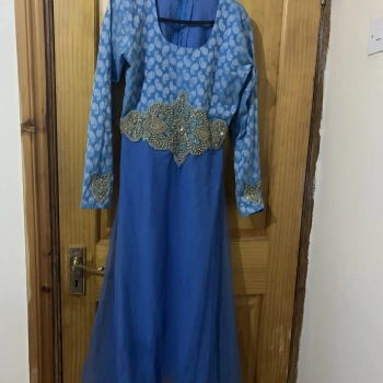 Blue dress brocade fabric One size