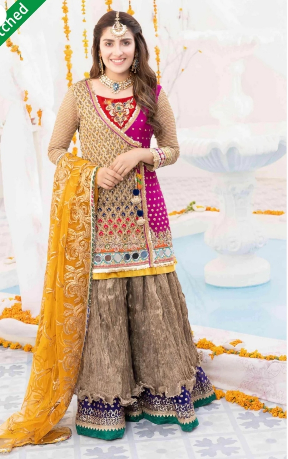 Stunning Mehindi dress 3 piece ( Large size)