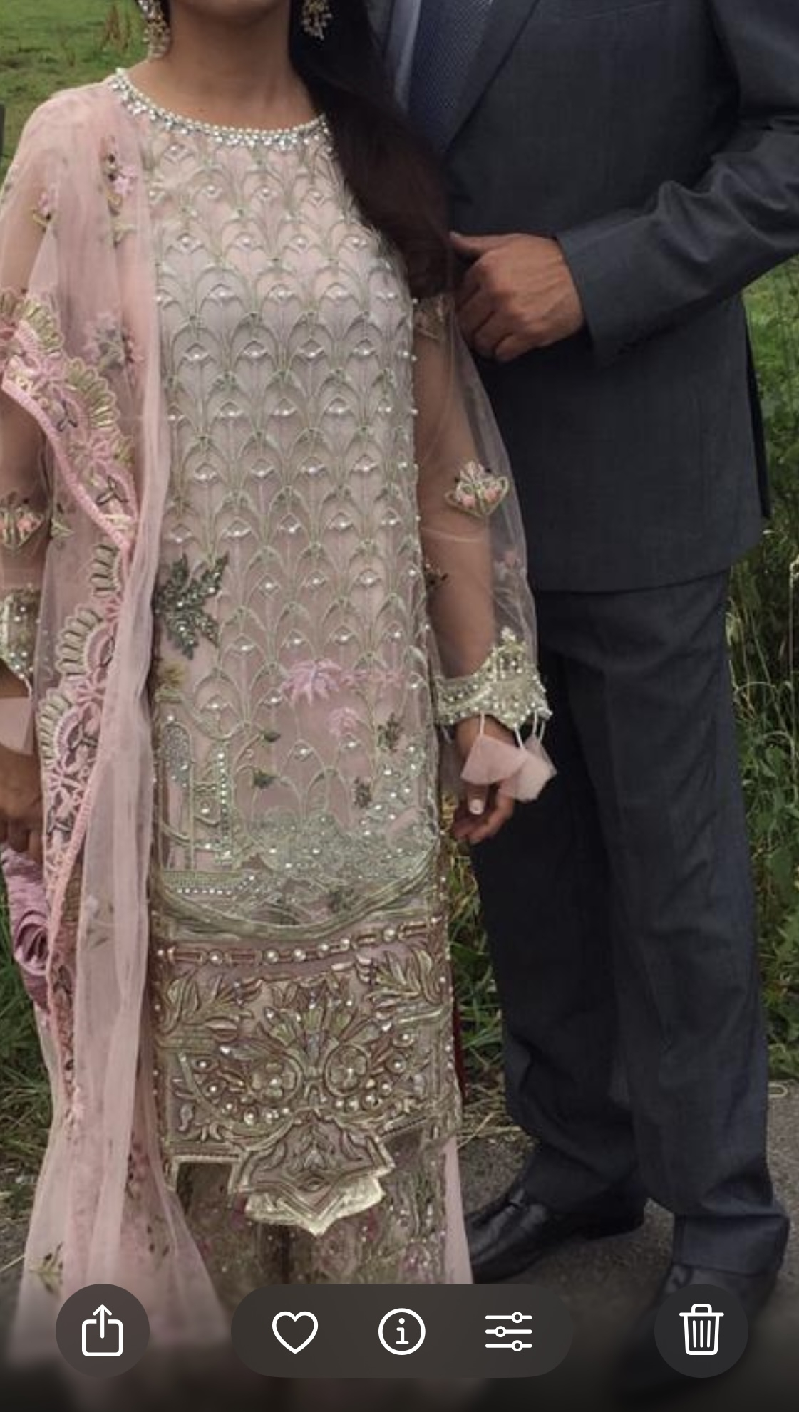 Pakistanii baba pink fully embellished wide leg trousers suit