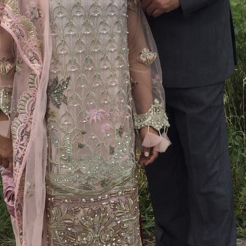 Pakistanii baba pink fully embellished wide leg trousers suit
