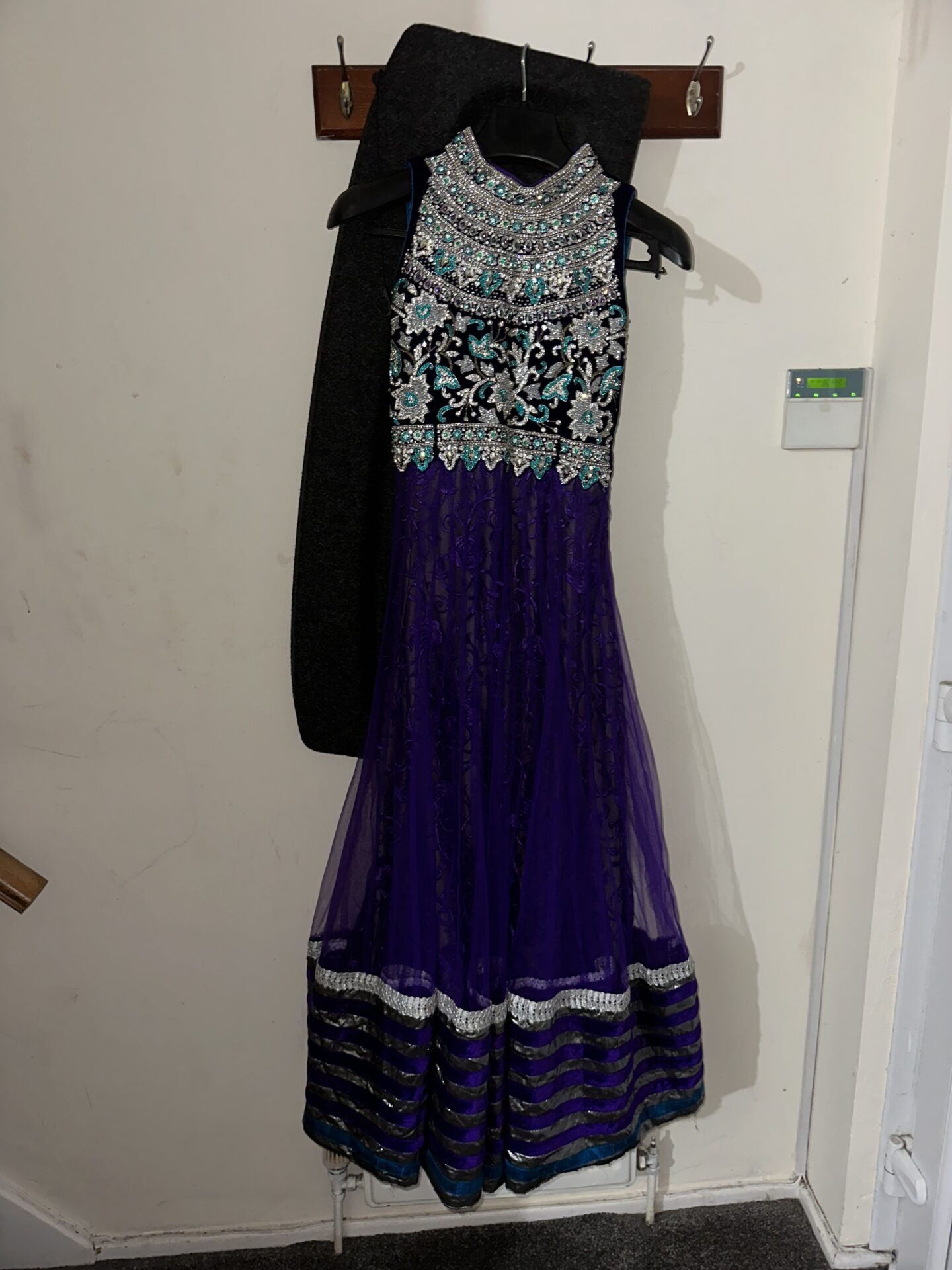 Purple hand embroidered anarkali/lehenga/gown