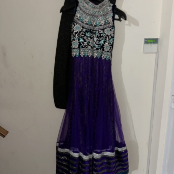 Purple hand embroidered anarkali/lehenga/gown