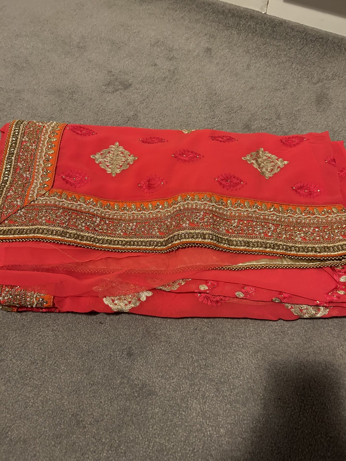 Pink embroidered saree