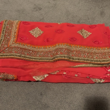 Pink embroidered saree