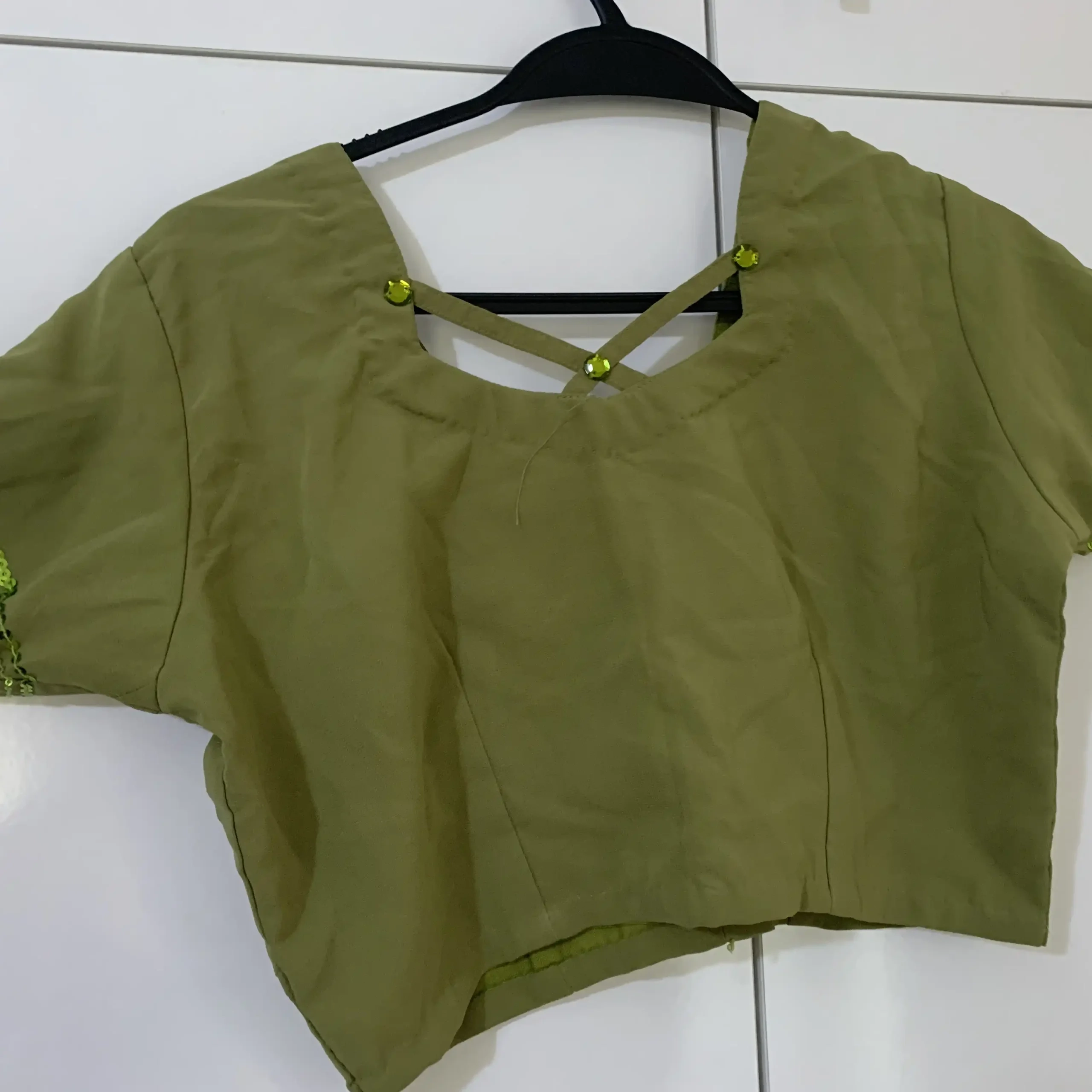 Elegant olive Green saree with sequins