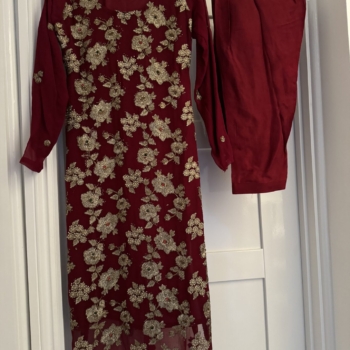 Maroon embroidered salwar kameez