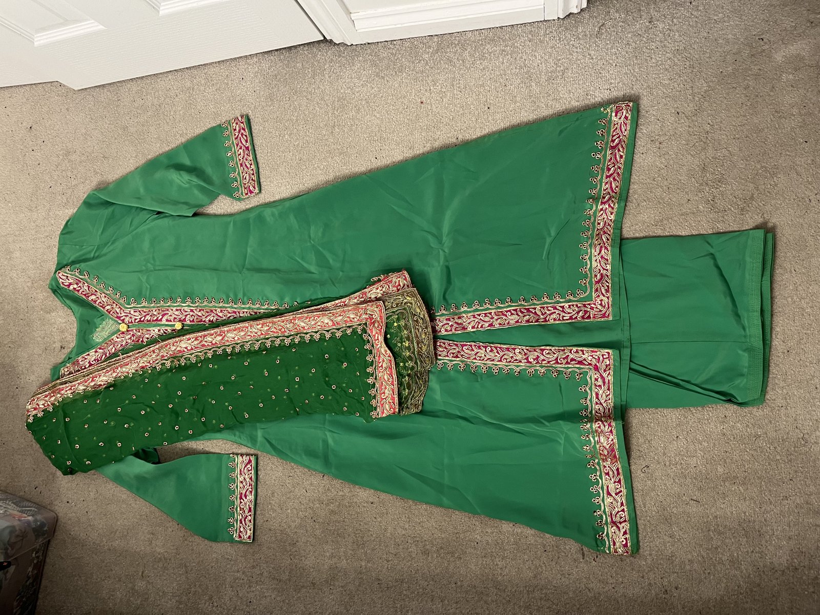 Green Shalwar Kameez with Dupatta