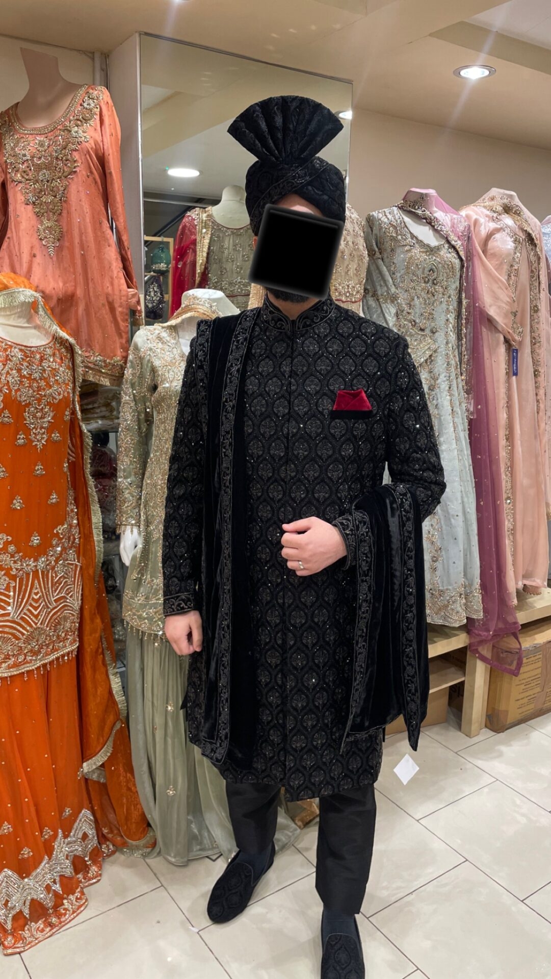 Groom Black Sherwani