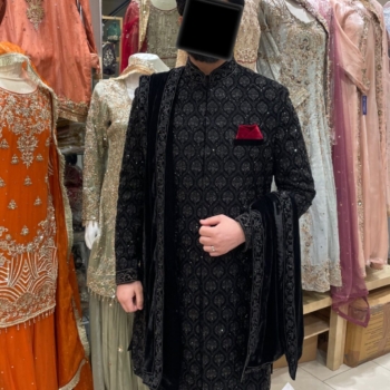 Groom Black Sherwani