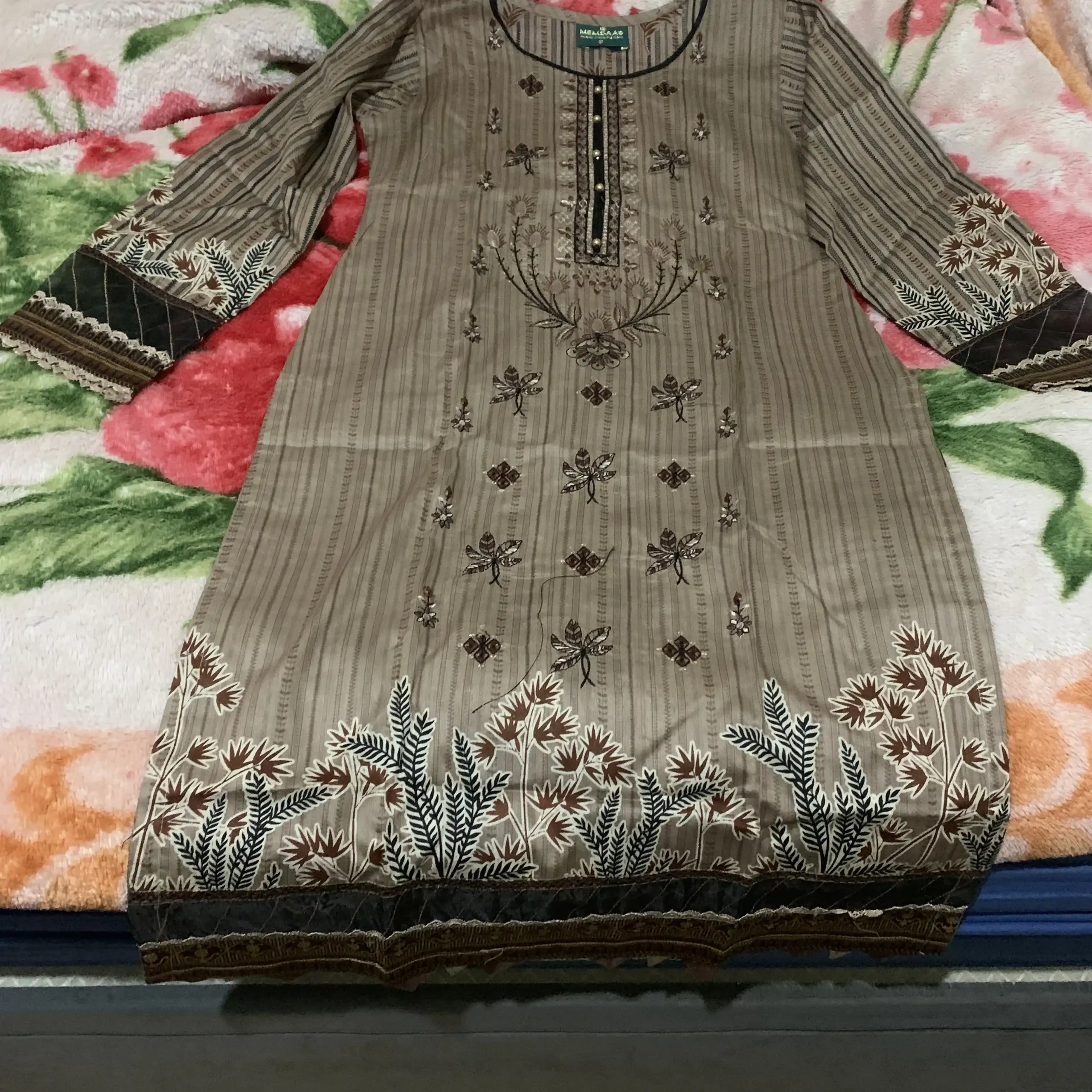 MDNA-12 – Light Brown Embroidered Lawn Outfit brand new