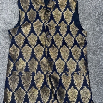 Dark Blue and gold patterned Mens Sherwani