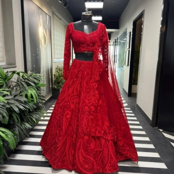 Red Paisley Lehenga Set