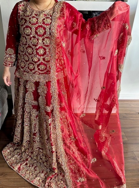 Pakistani Bridal Lehenga Red and Gold