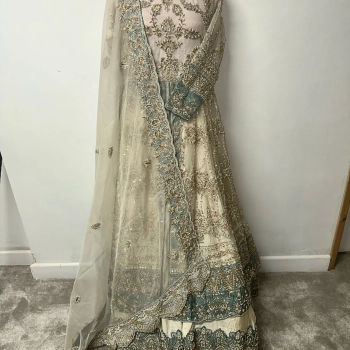Pakistani lehenga (cream and sage) perfect for weddings