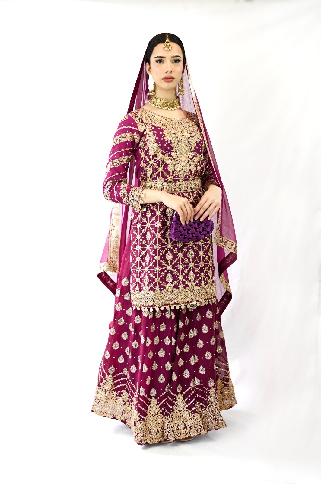 Brand New Magenta Pink Gold embroidery Lehenga choli Indian traditional Wedding wear Bollywood fully stitched Lehnga