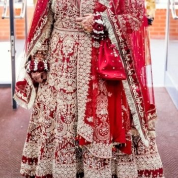 Maroon and Gold Bridal Lengha