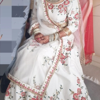 Off white floral lengha