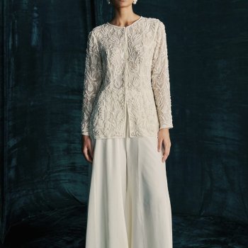 Kashmiraa- Ivory Jacket and palazzo set