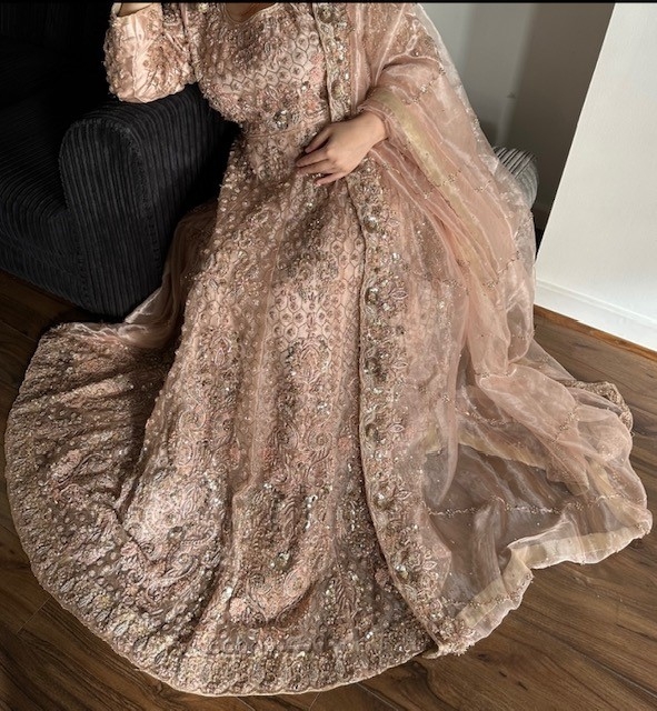 Pakistani Bridal Maxi Dress Beige