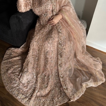 Pakistani Bridal Maxi Dress Beige