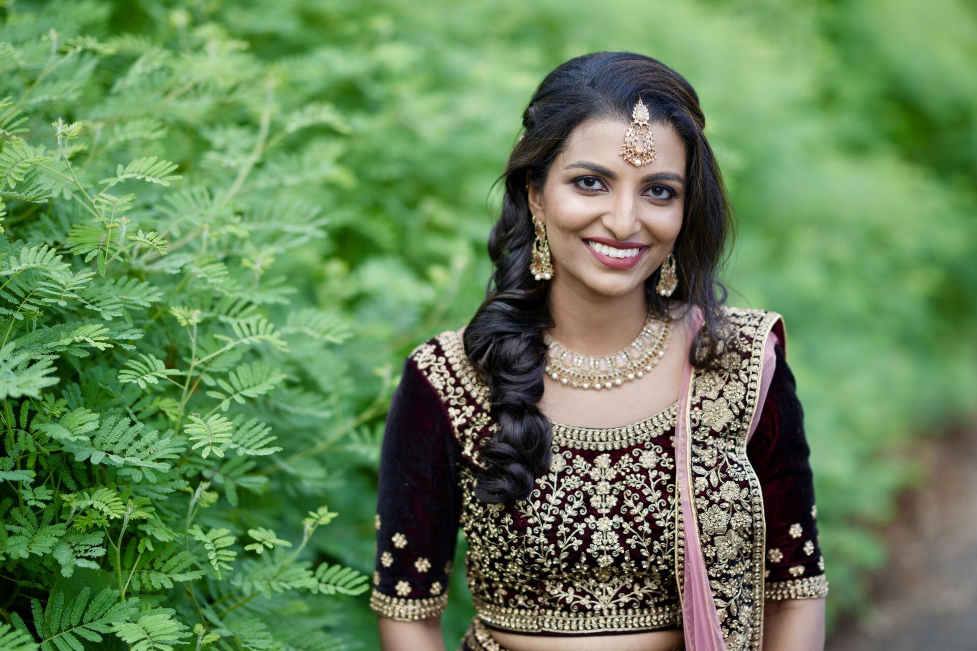 Maroon Handstitched Bridal Lehenga