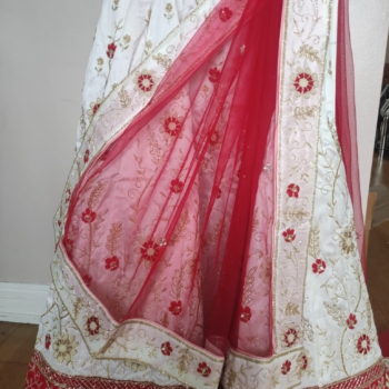 Traditional Red and White Bridal Lehenga