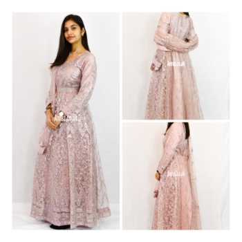 dusty pink Indian Pakistani Wedding Gown long dress Asian Stitched Maxi Partywear