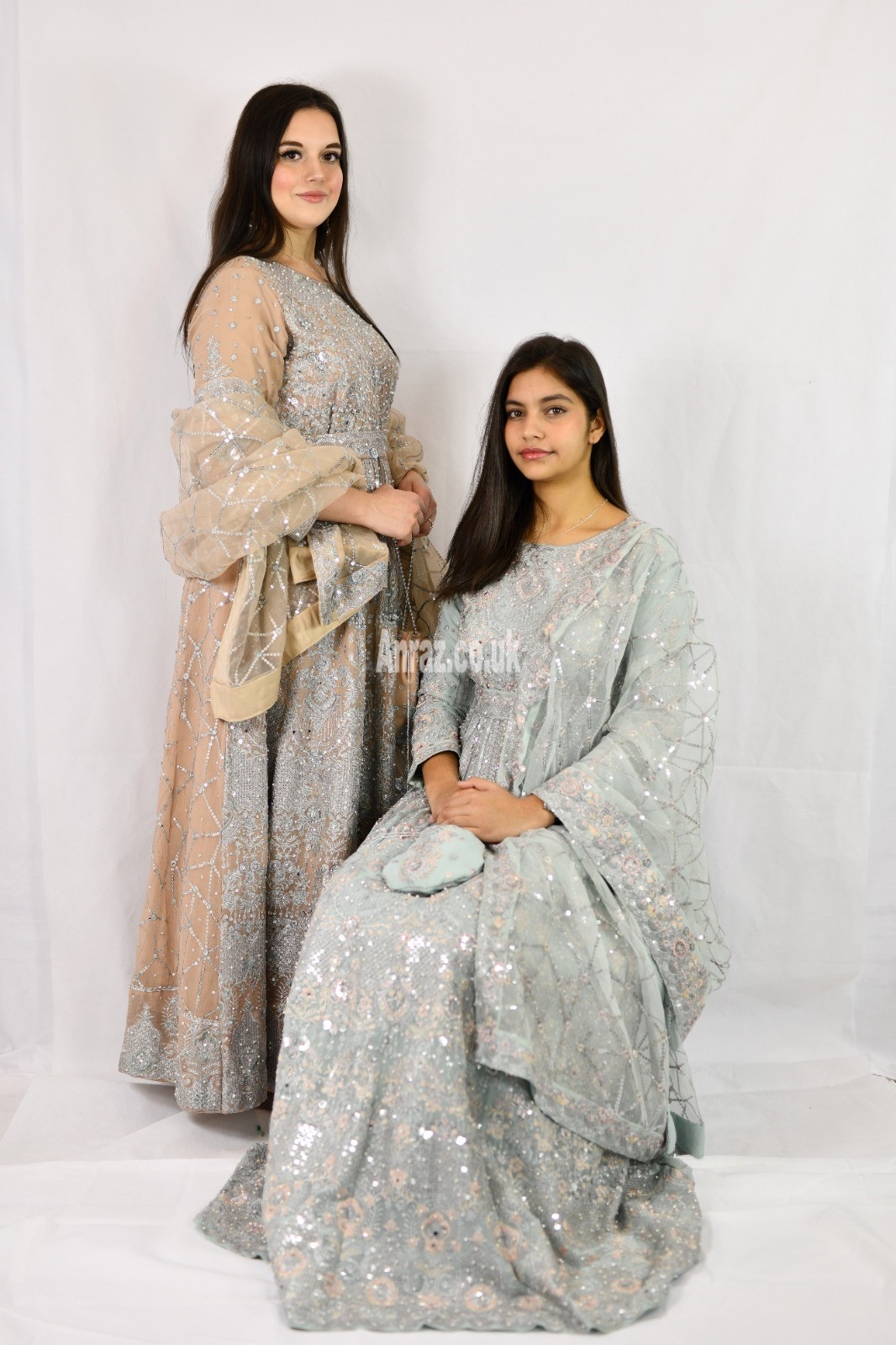 Brand New Anarkali Indian Pakistani Wedding dress Beige Maxi readymade Asian Partywear with matching potli bag