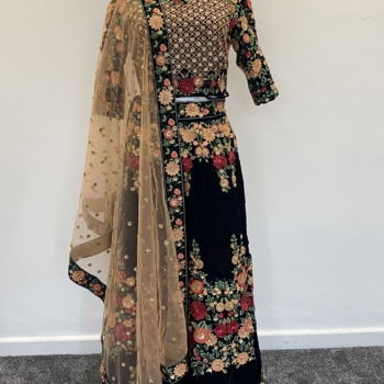 gorgeous 2 piece light velvet floral lengha 3