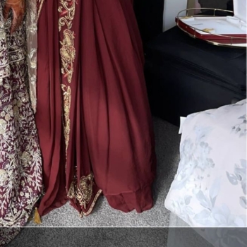 Maroon fitted saree suit