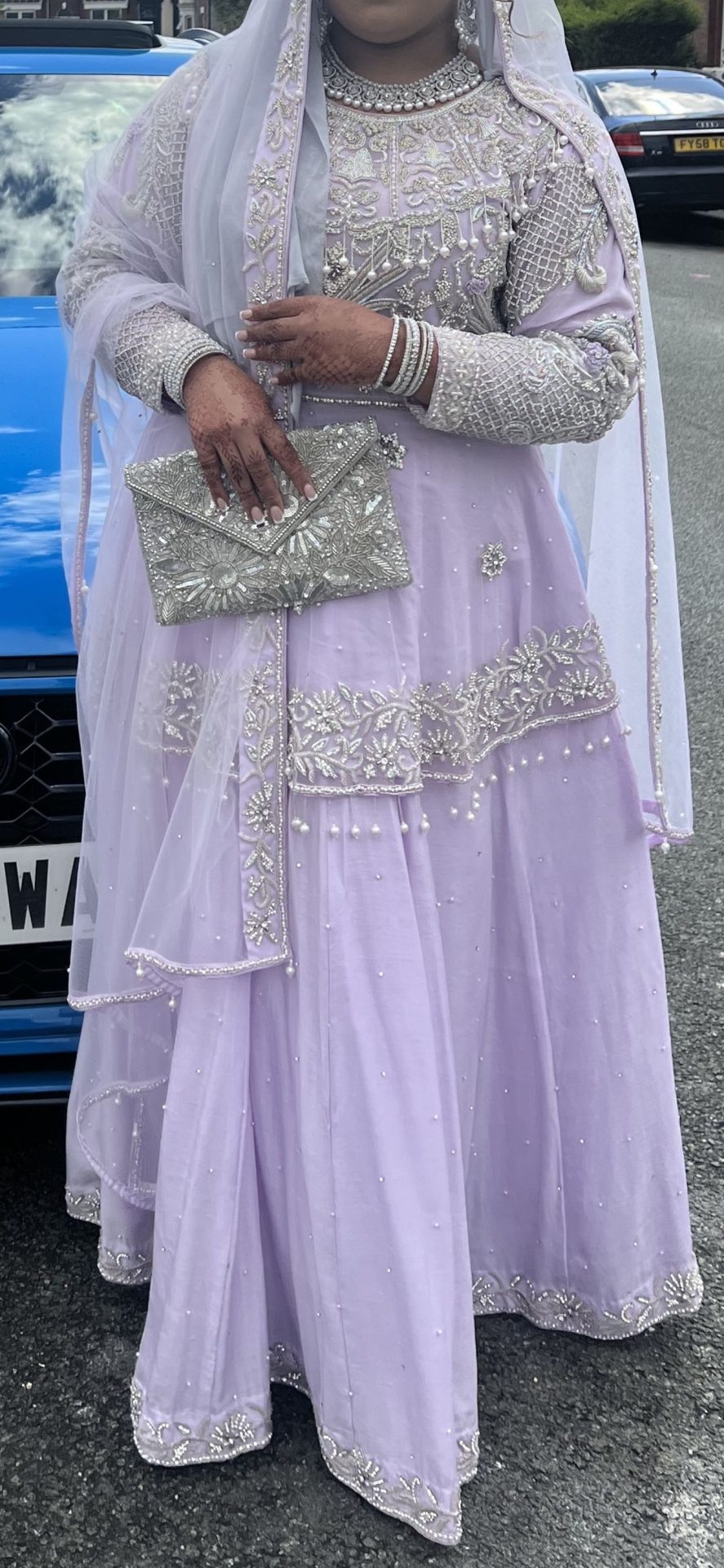 lilac peplum style lengha dress