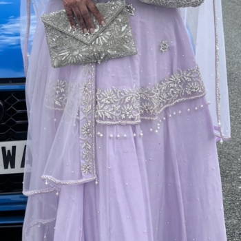 lilac peplum style lengha dress