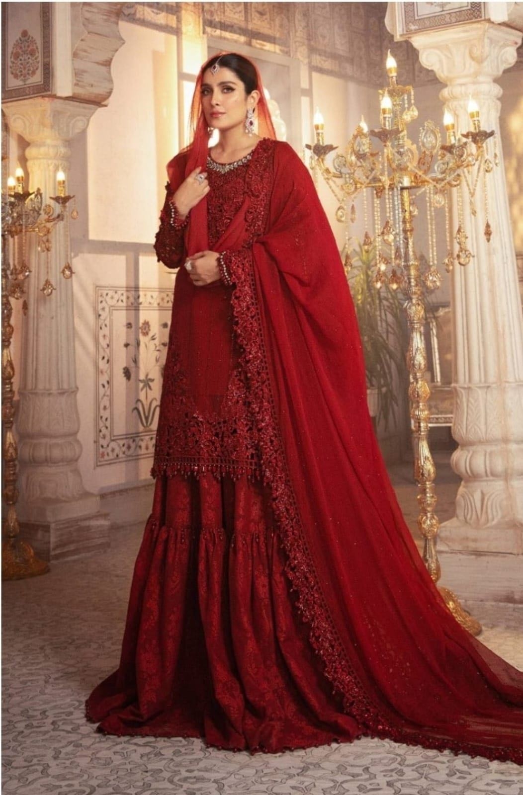 Maria B Red 3pc exclusive chiffon replica