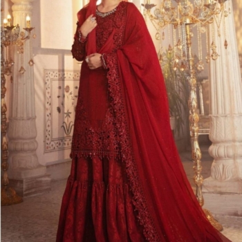 Maria B Red 3pc exclusive chiffon replica