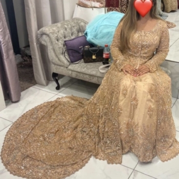 Rose Gold Walima Nikkah Baraat Lehenga Dress