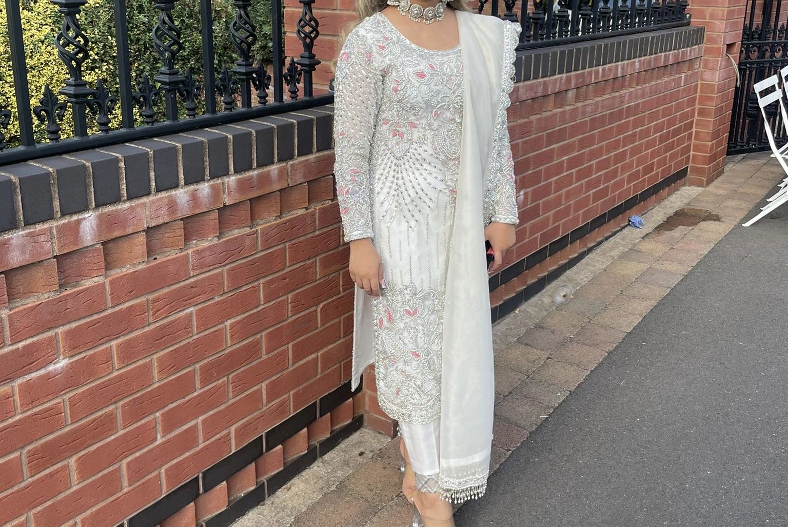 white nikkah/wedding kameez with trousers