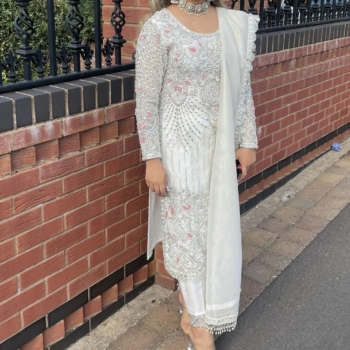 white nikkah/wedding kameez with trousers