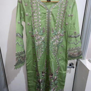 Ramsha Green 3 piece Pakistani designer suit