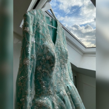 Teal Embroided Bridal/Engagement Dress