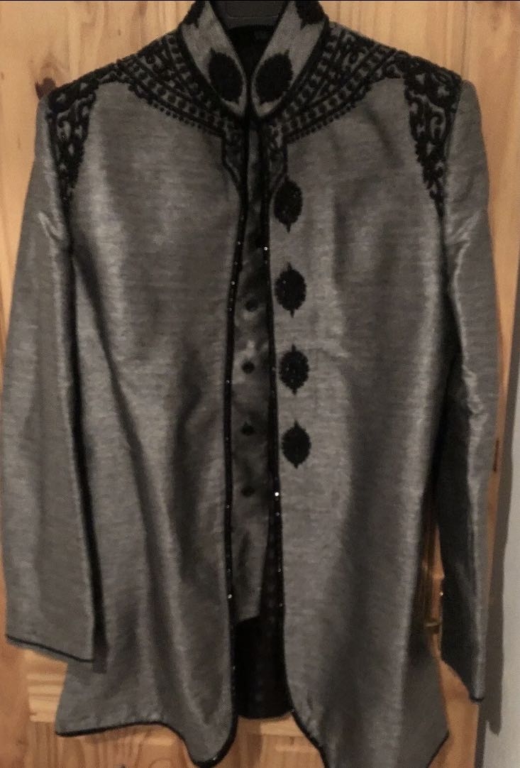 Men’s Grey and Black Wedding Coat Size 40