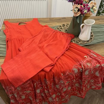 Red Georgette Anarkli with Trouser size12
