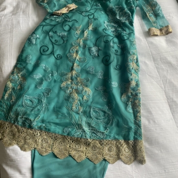 teal colourfancy shalwar qameez