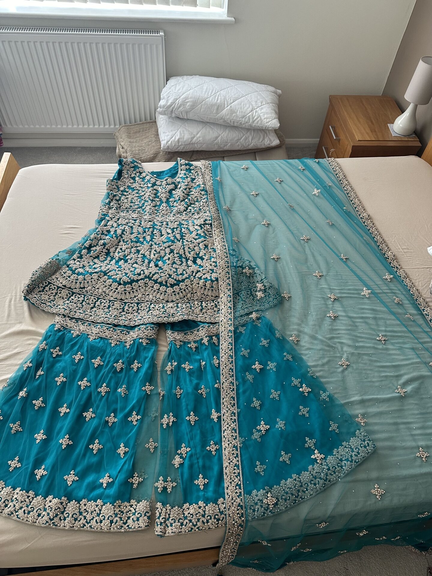 Heavy Embroidery Blue PeplumGharara 2024