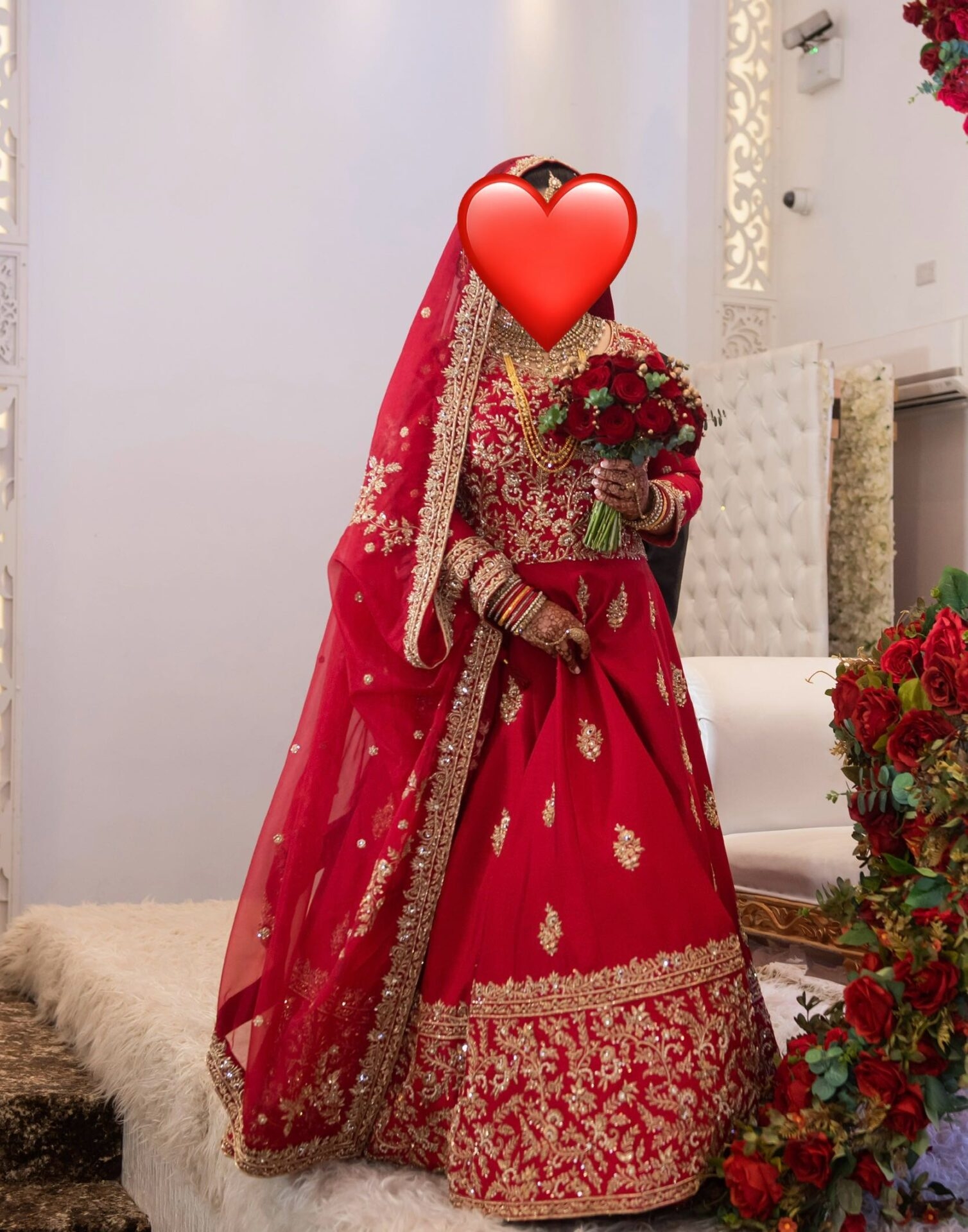 Bespoke Red Raw Silk Bridal Dress