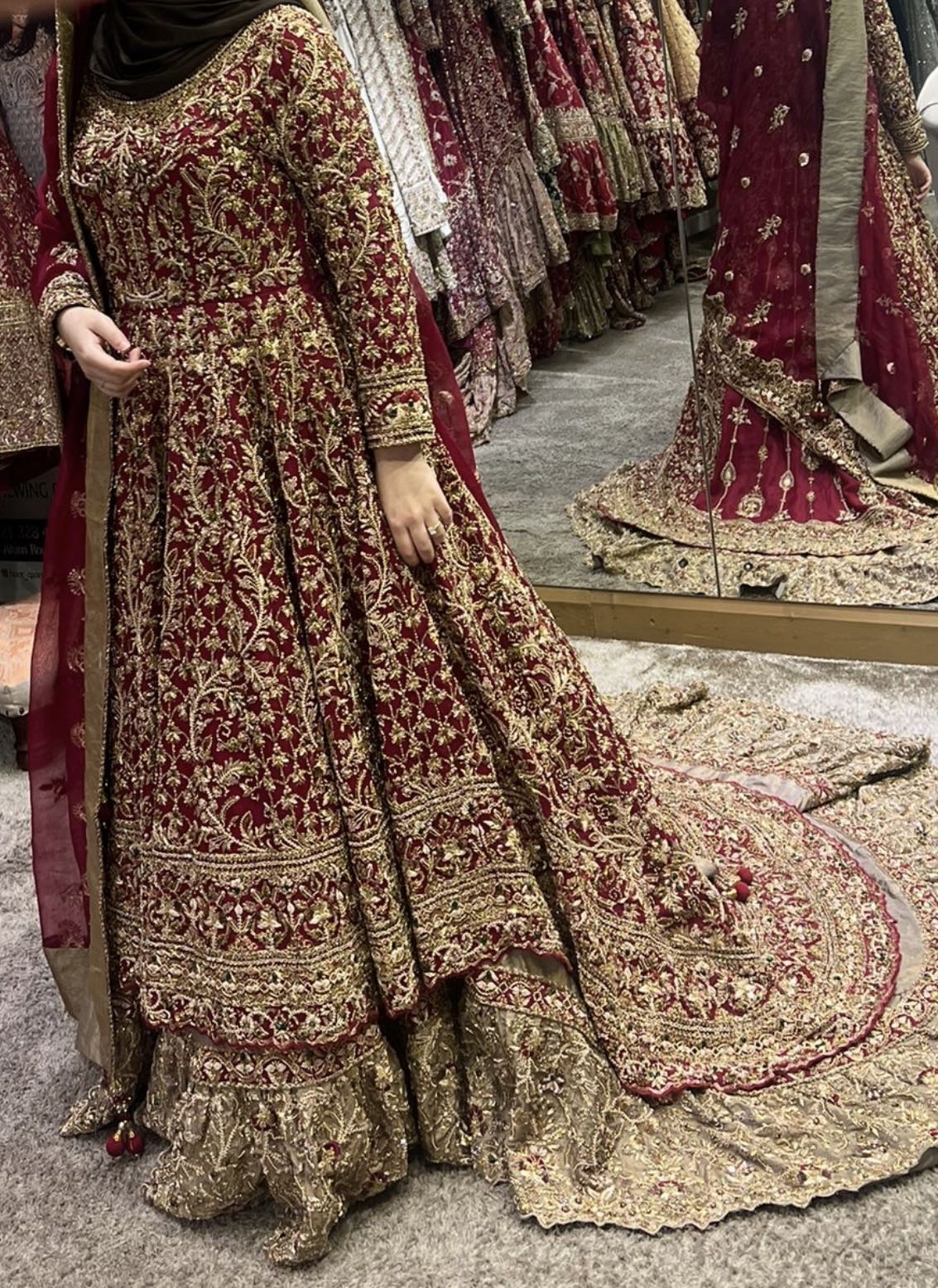 Hoor Qasim red bridal dress