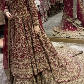 Hoor Qasim red bridal dress