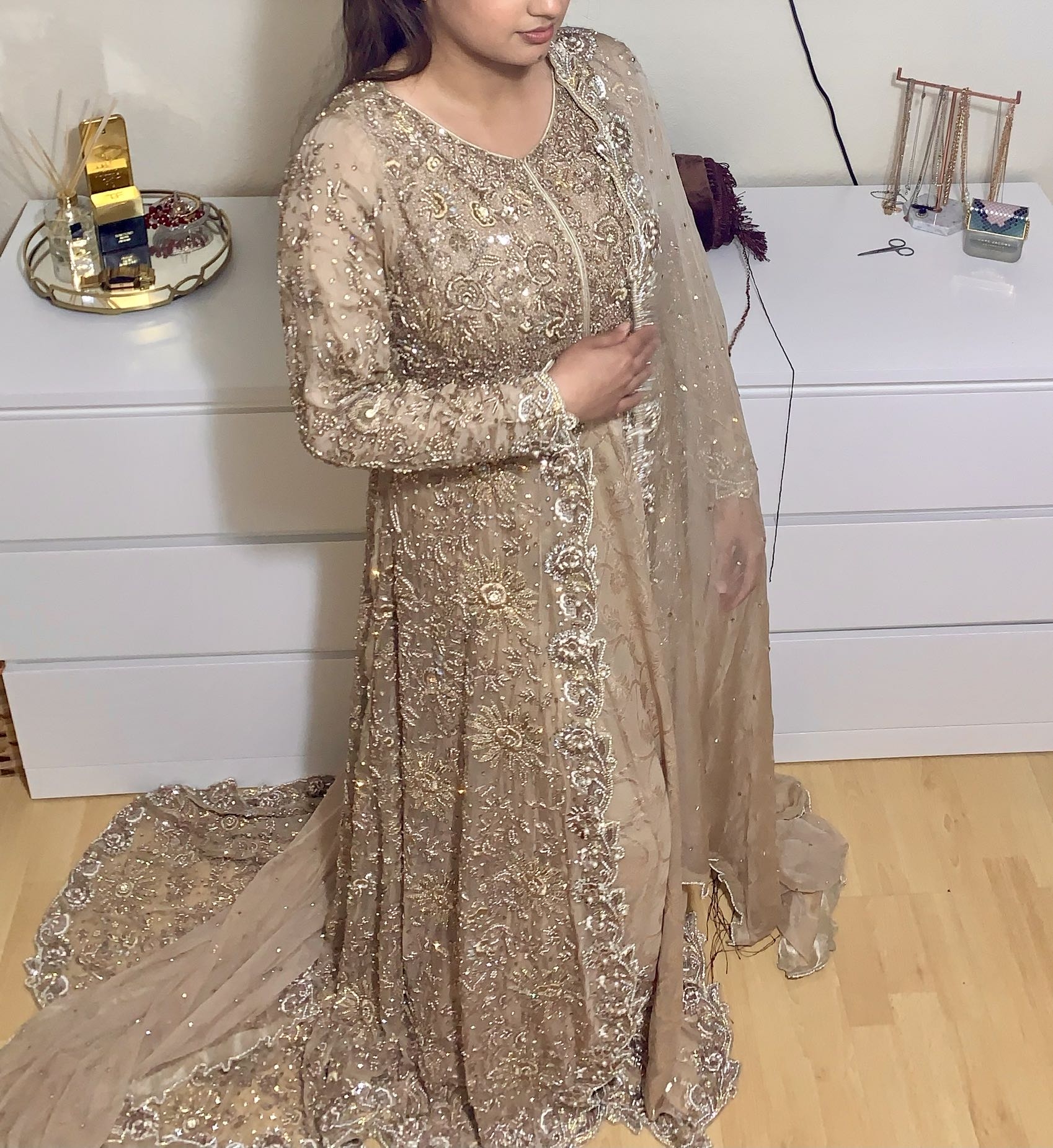 Beige Maxi/ Lengha for Nikah/Walima