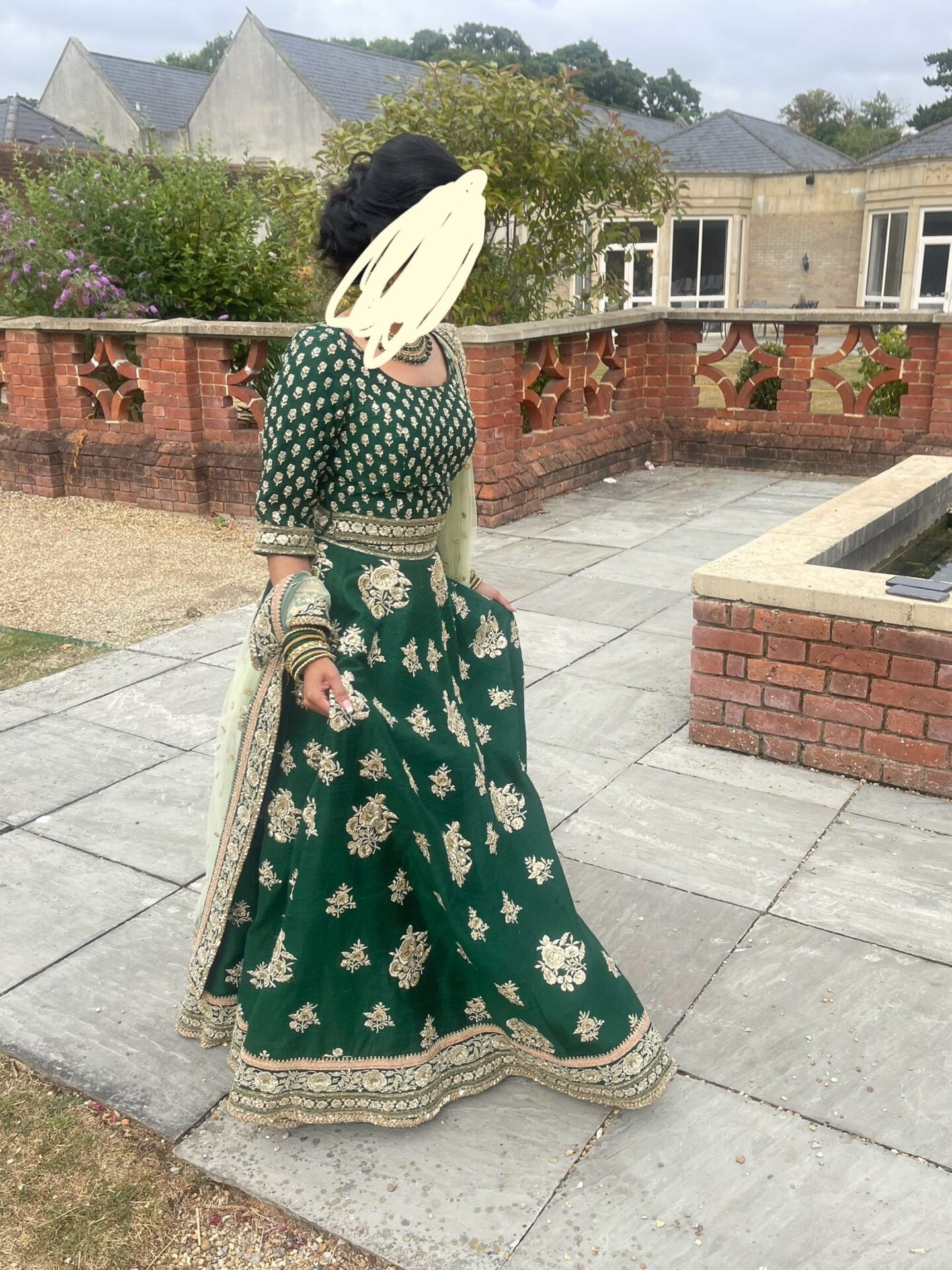 Silk Embroidery Lengha with Top &Dupatta